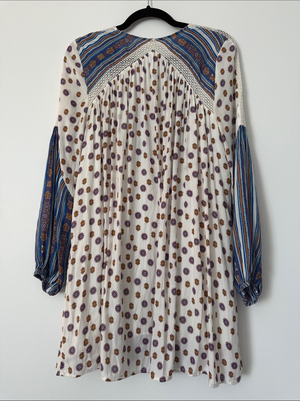 Free People Rain Shine Printed Lace-Up Swing Dress size small - Picture 7 of 8